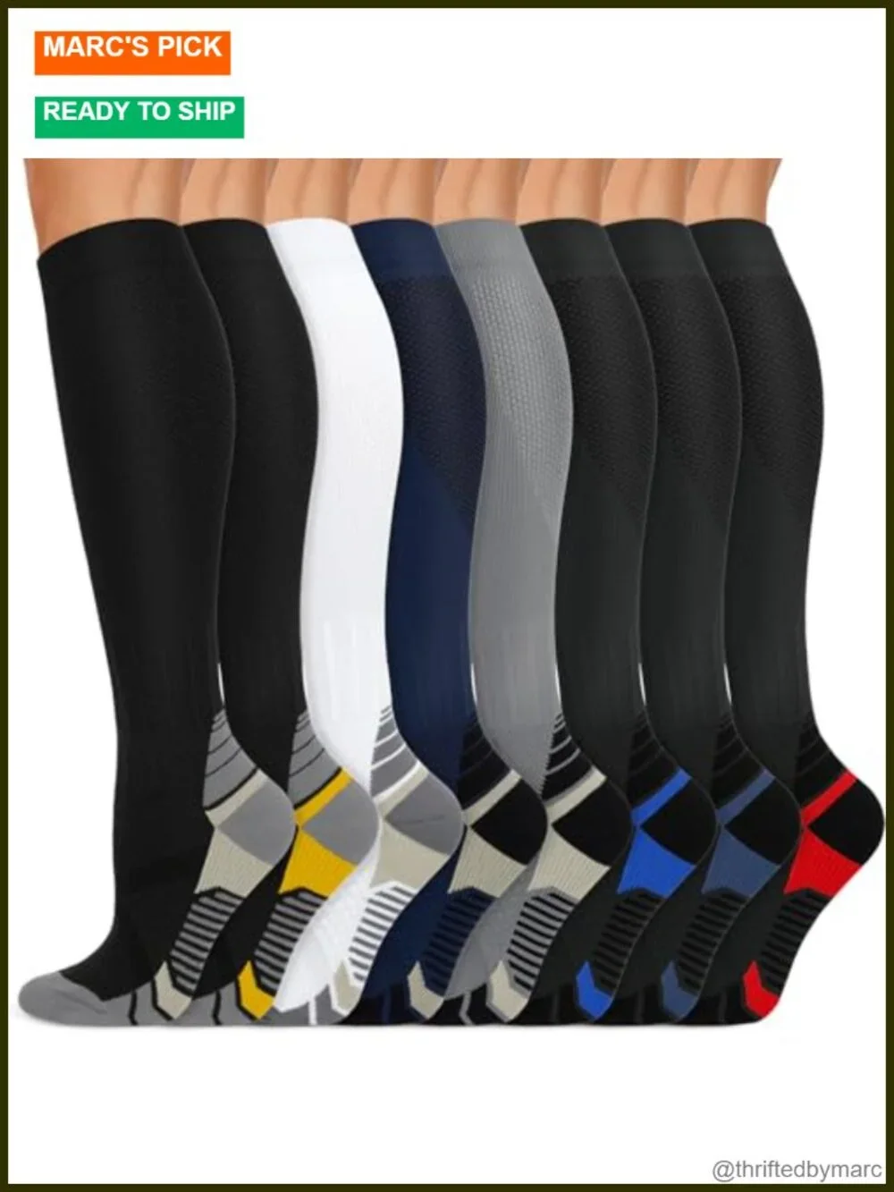 Compression Socks 15-20 mmHg 8 Pairs Circulation Support for Nurses Travel